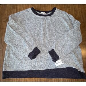 Haptics Loose Fit Long Sleeve Jacquard Sweater Knit Top Women's Heather‎ Grey 3X